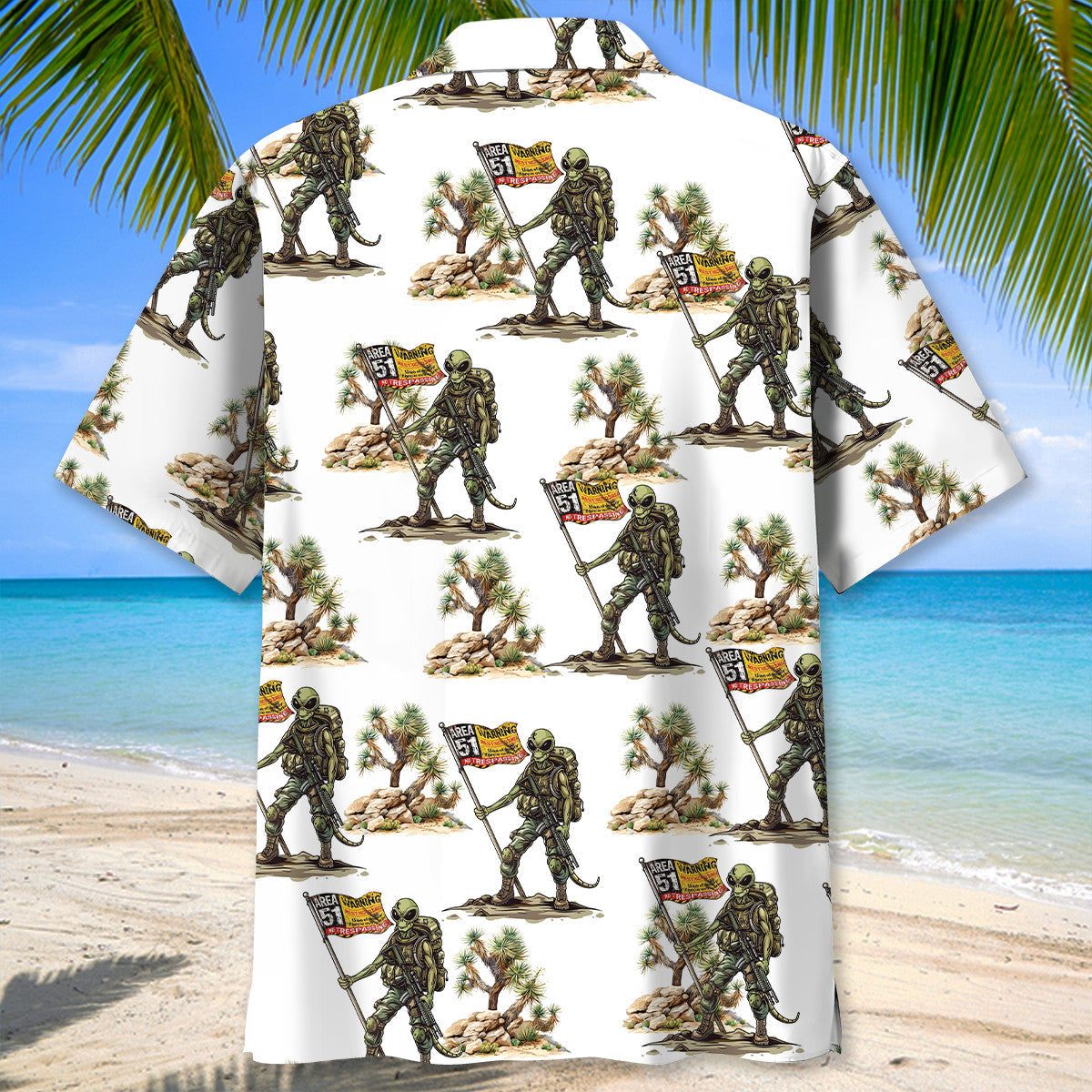 Alien Area Desert Hawaiian Shirt Artwork Detail For Resort Trips And Outdoor Activities
