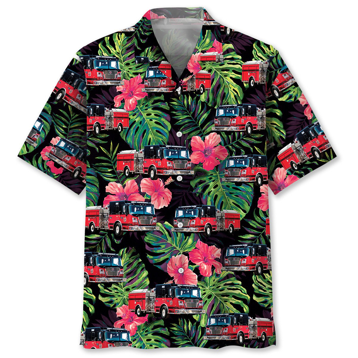 Funny Firefighter Truck Tribute Hawaiian Shirt For Resort Getaways And Comfortable Summer Activities