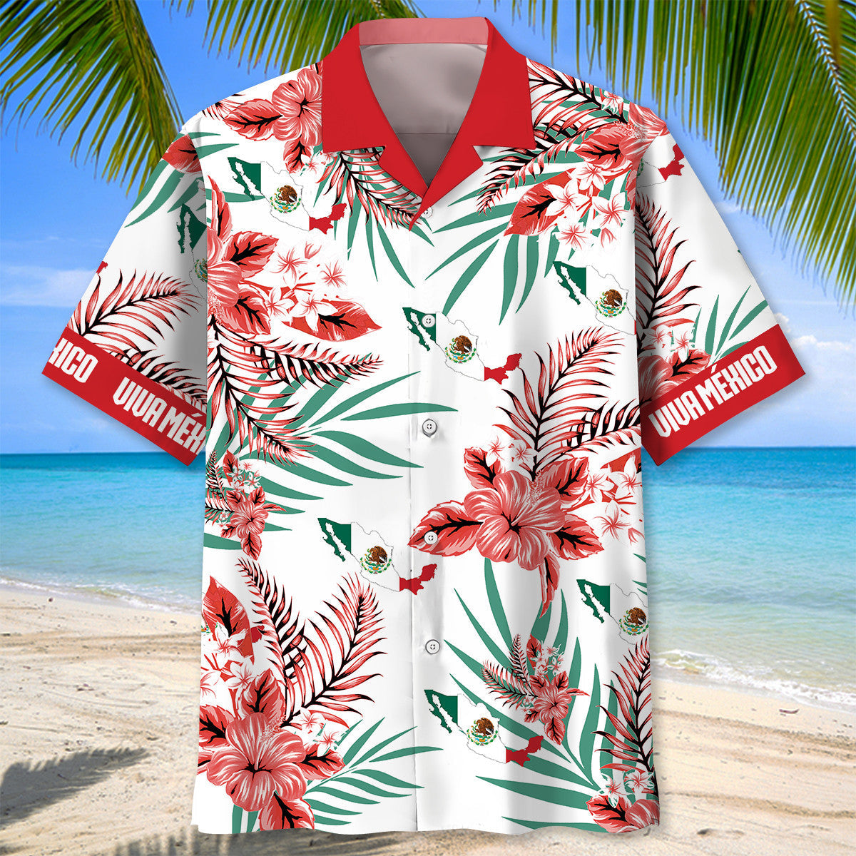 Viva Mexico Fiesta Hawaiian Shirt Pattern Detail For Vacation Travel And Daily Wear