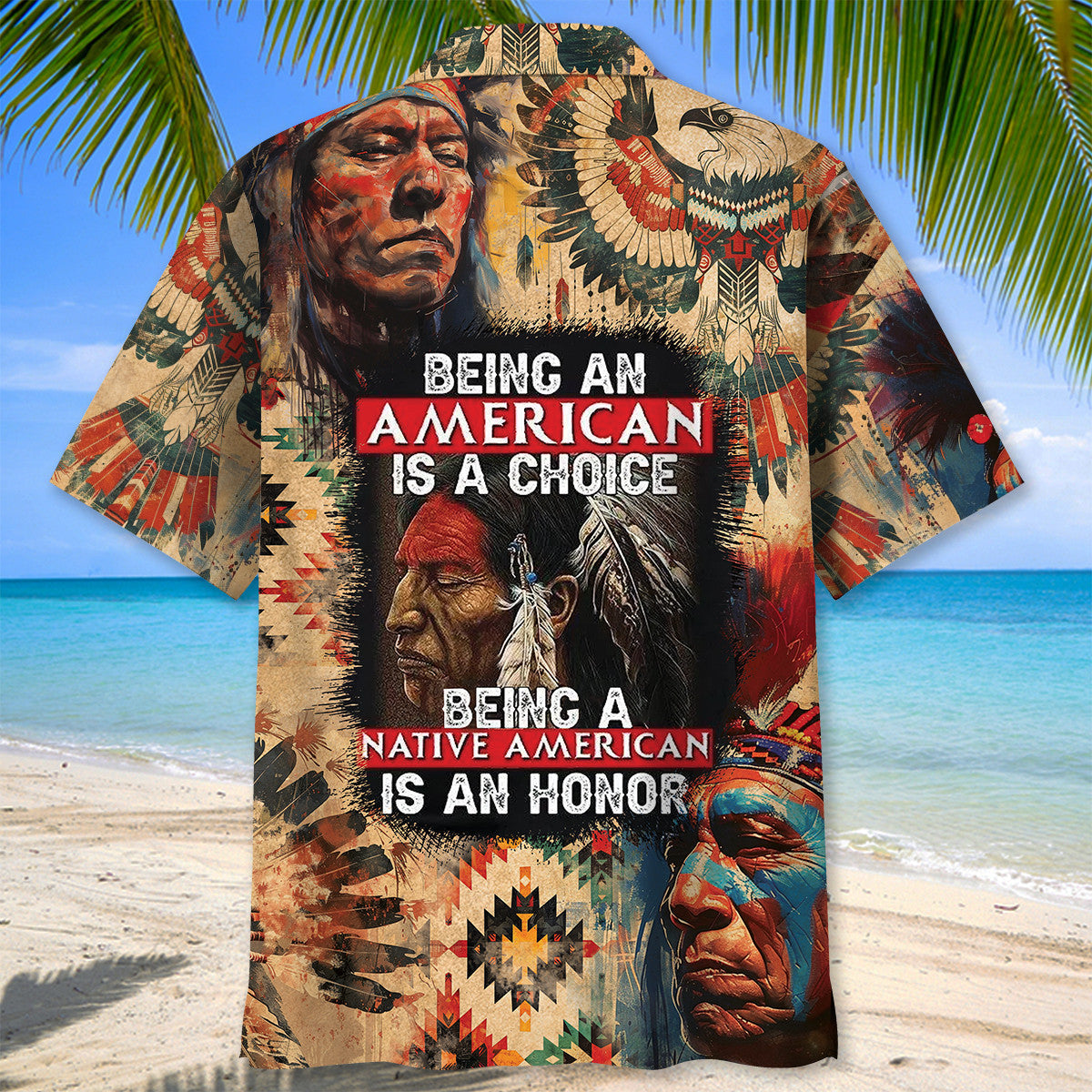 Bohemian American Proud Tribal Hawaiian Shirt For Summer Vacation And Beach Travel