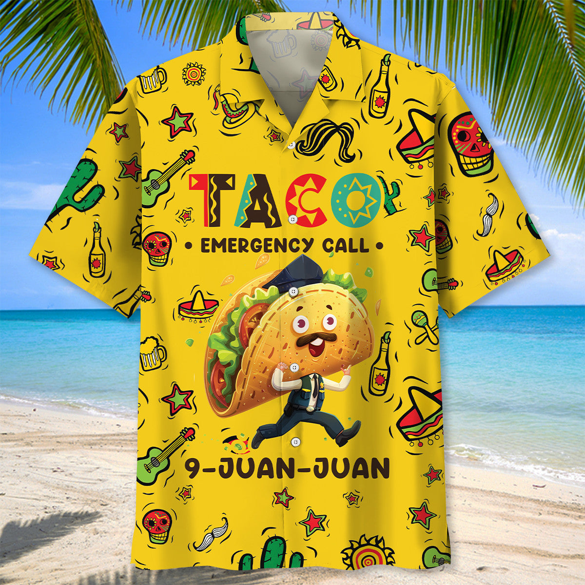 Taco Emergency Call Fun Hawaiian Shirt Pattern View For Relaxed Warm Weather Outfits