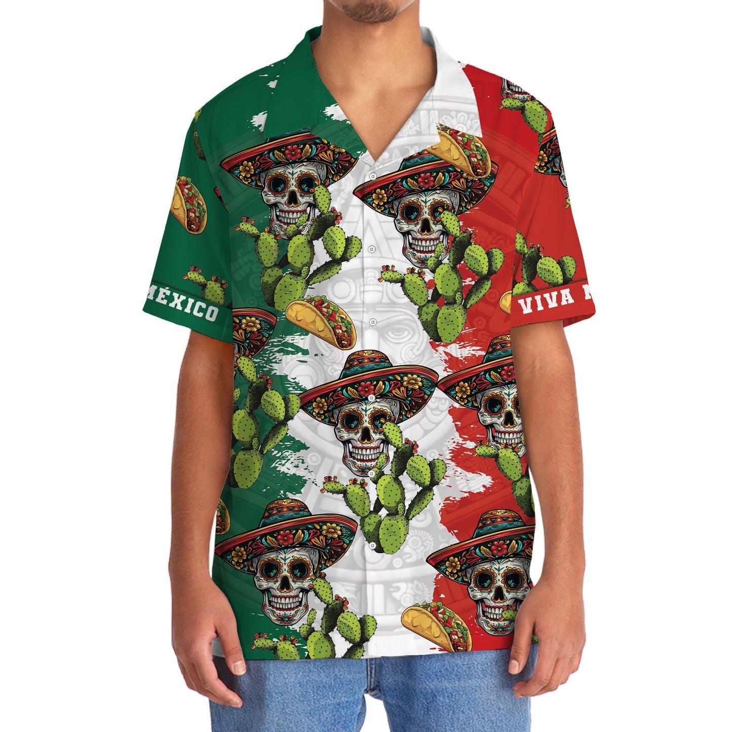 Skull Viva Mexico Fiesta Hawaiian Shirt For Beach Parties And Weekend Getaways