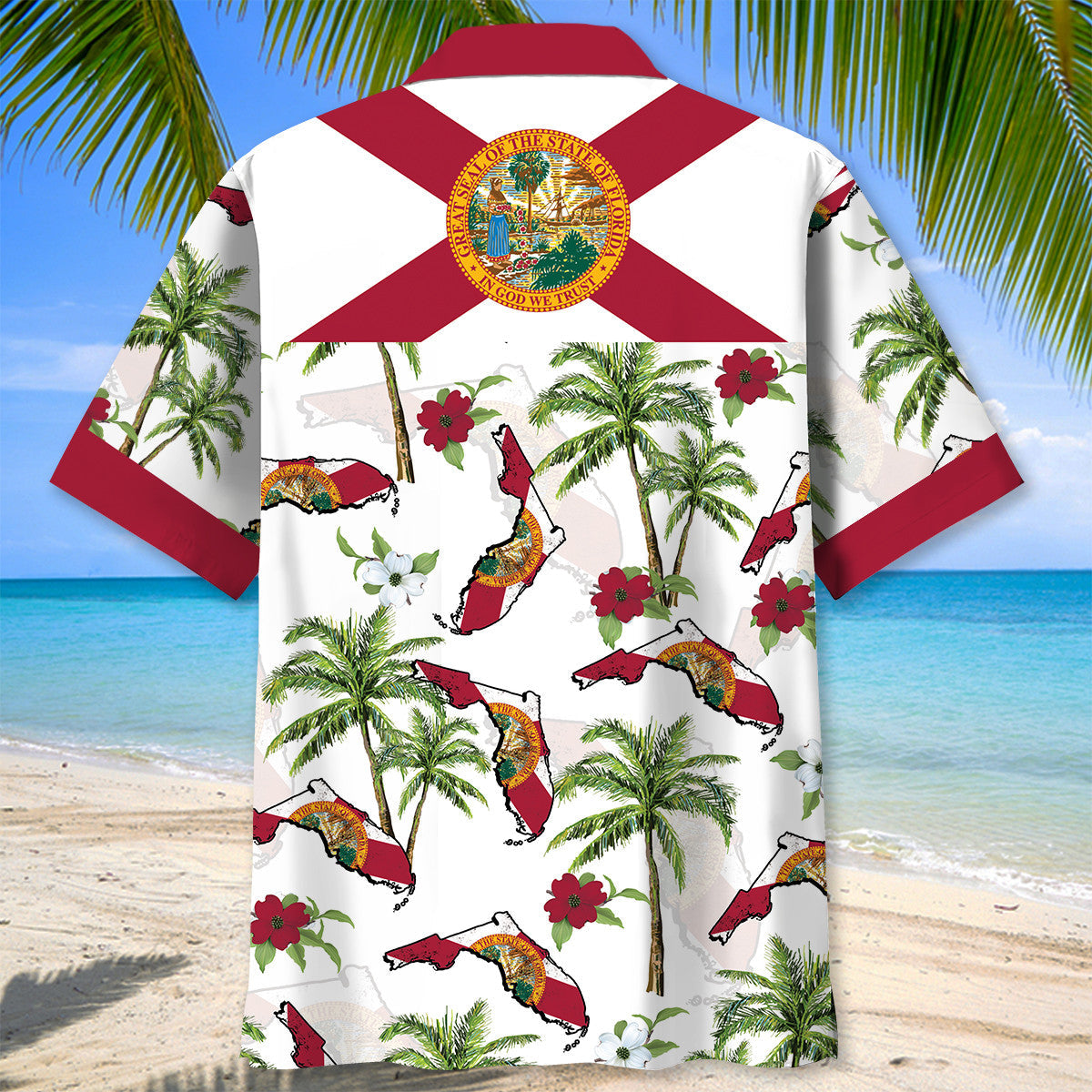 Tropical Florida Palm Map Hawaiian Shirt Artwork View For Coastal Escapes And Resort Style