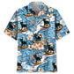 Black Tropical Cat Surfing Hawaiian Shirt Artwork View For Weekend Travel And Beach Style