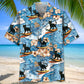 Black Tropical Cat Surfing Hawaiian Shirt Design Detail For Sunny Adventures And Casual Wear
