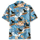 Black Tropical Cat Surfing Hawaiian Shirt For Resort Getaways And Comfortable Summer Activities