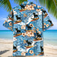 Black Tropical Cat Surfing Hawaiian Shirt For Summer Vacation And Beach Travel