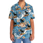 Black Tropical Cat Surfing Hawaiian Shirt Pattern View For Relaxed Warm Weather Outfits