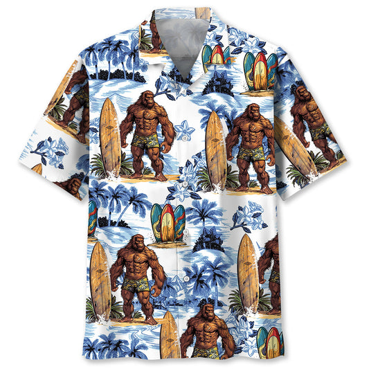 Tropical Surfing Forest Creature Surfboard Hawaiian Shirt Artwork View For Weekend Travel And Beach Style