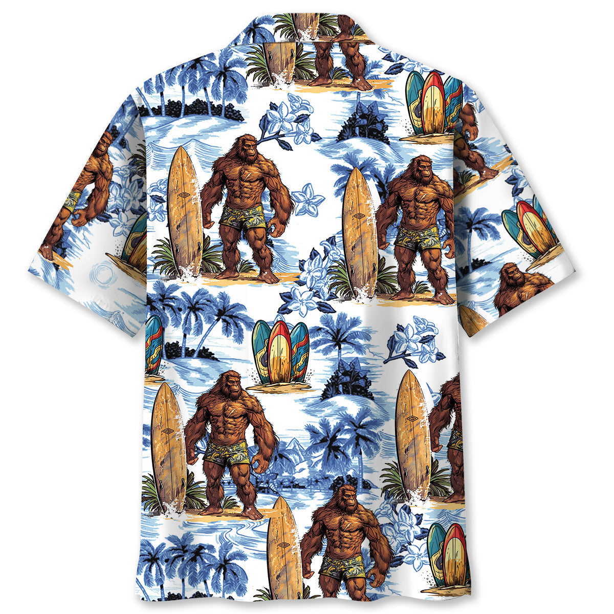 Tropical Surfing Forest Creature Surfboard Hawaiian Shirt For Resort Getaways And Comfortable Summer Activities