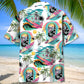 Skull Surfing Beach Hawaiian Shirt Artwork Detail For Tropical Trips And Casual Outings