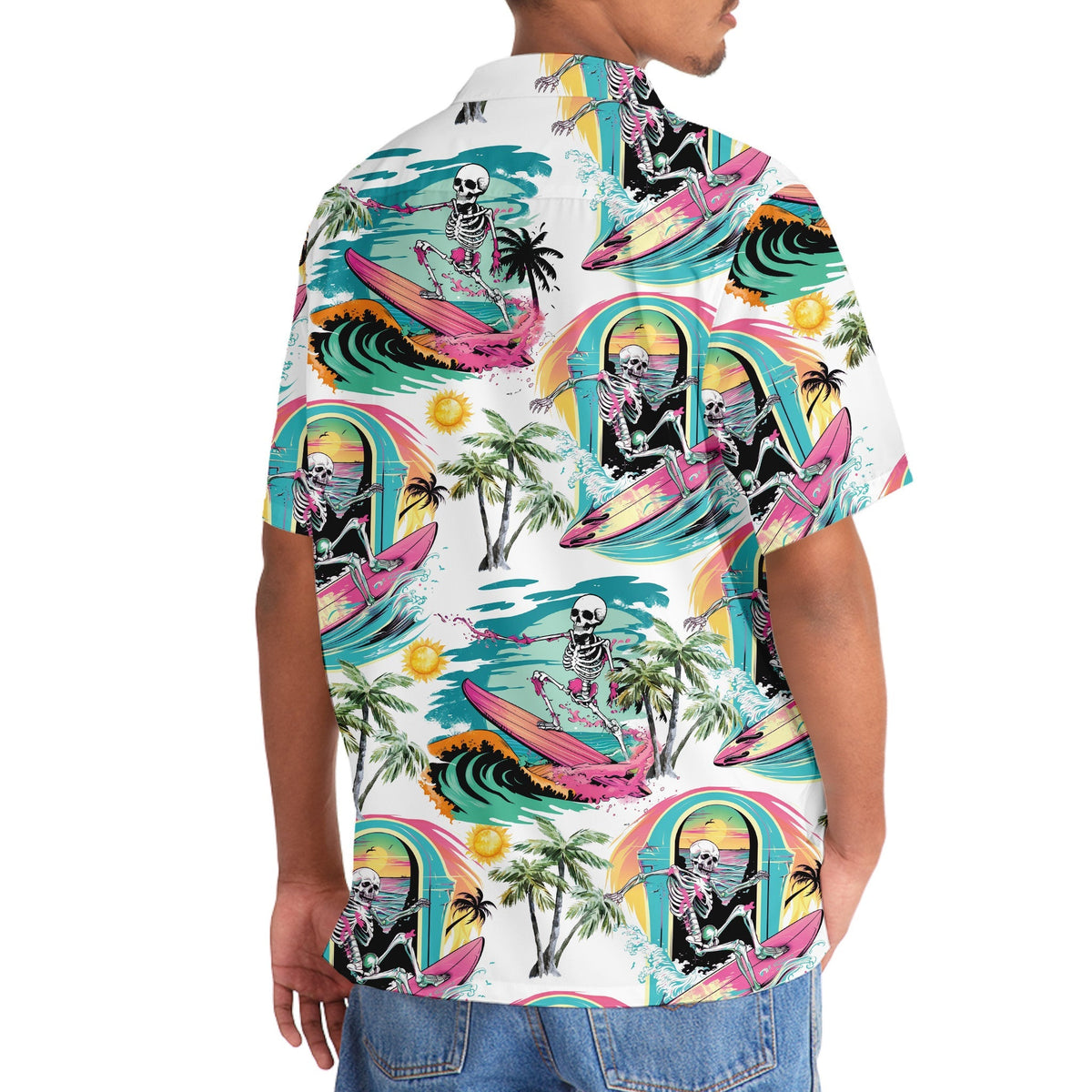Skull Surfing Beach Hawaiian Shirt Design View For Resort Travel And Thoughtful Gifting
