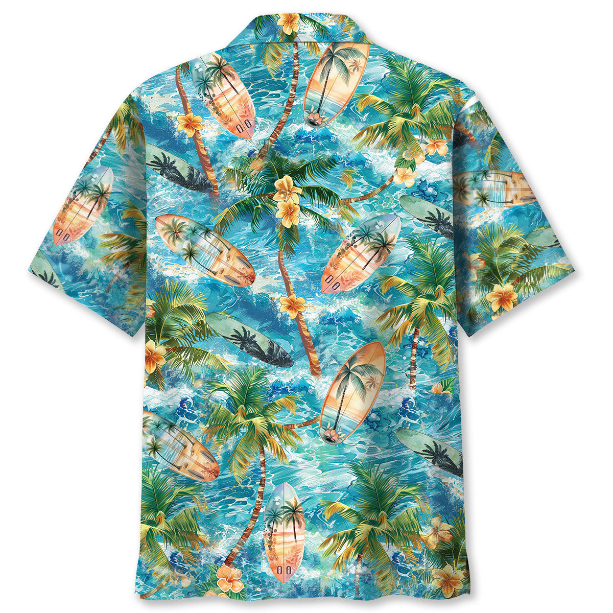 Tropical Surfing Surfboard Wave Hawaiian Shirt Artwork Detail For Tropical Trips And Casual Outings