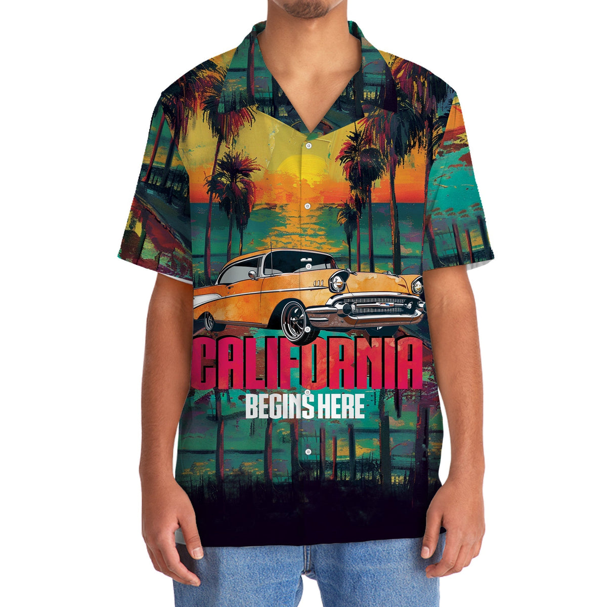 California Coastal Hawaiian Shirt Design View For Casual Summer Styling