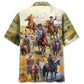 Vintage Western Cowboy Hawaiian Shirt Pattern View For Relaxed Warm Weather Outfits