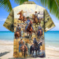 Vintage Western Cowboy Hawaiian Shirt Artwork Detail For Resort Trips And Outdoor Activities