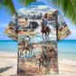 Vintage Retro Cowboy Hawaiian Shirt For Summer Vacation And Beach Travel