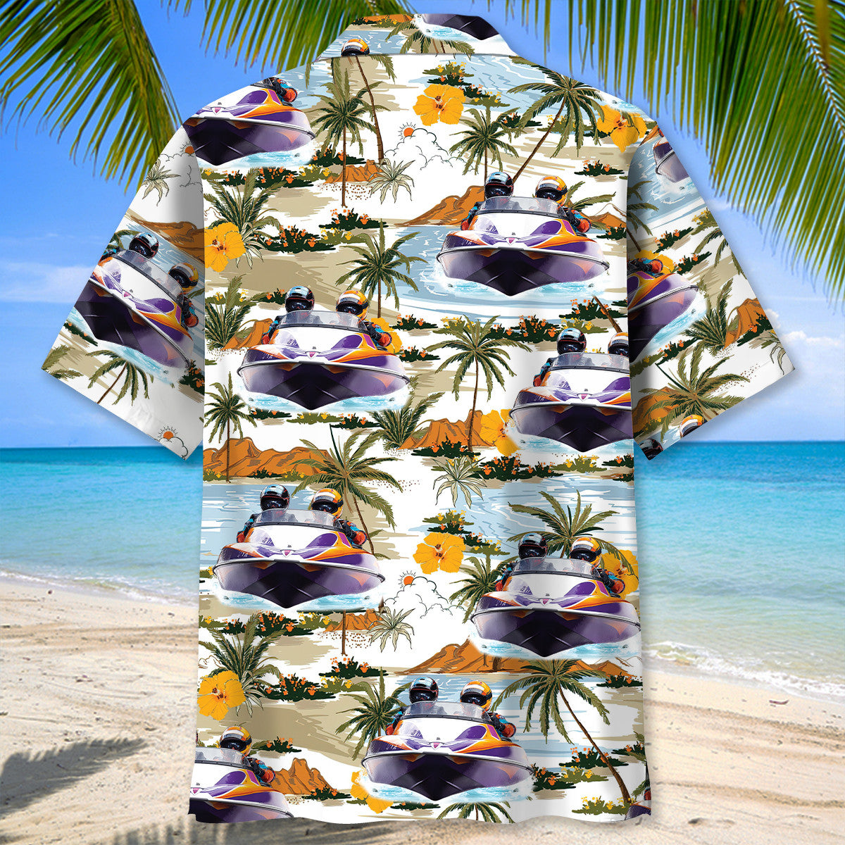 Tropical Boat Power Racing Hawaiian Shirt For Summer Events And Casual Outdoor Wear
