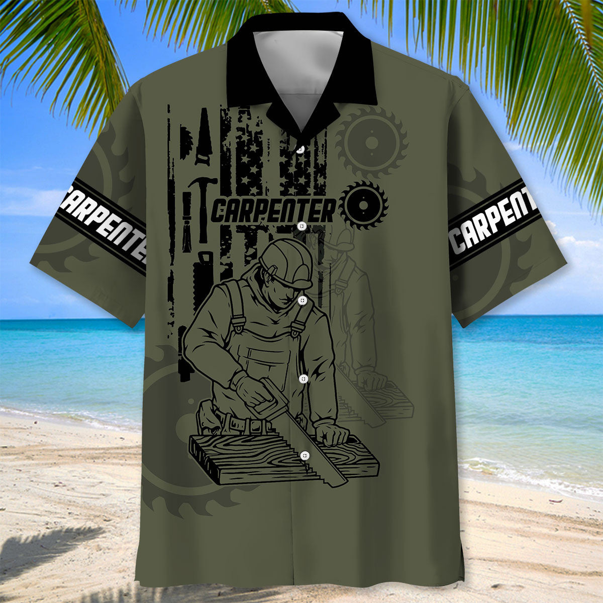Rustic Carpenter Proud Hawaiian Shirt Pattern Detail For Summer Holidays And Outdoor Fun