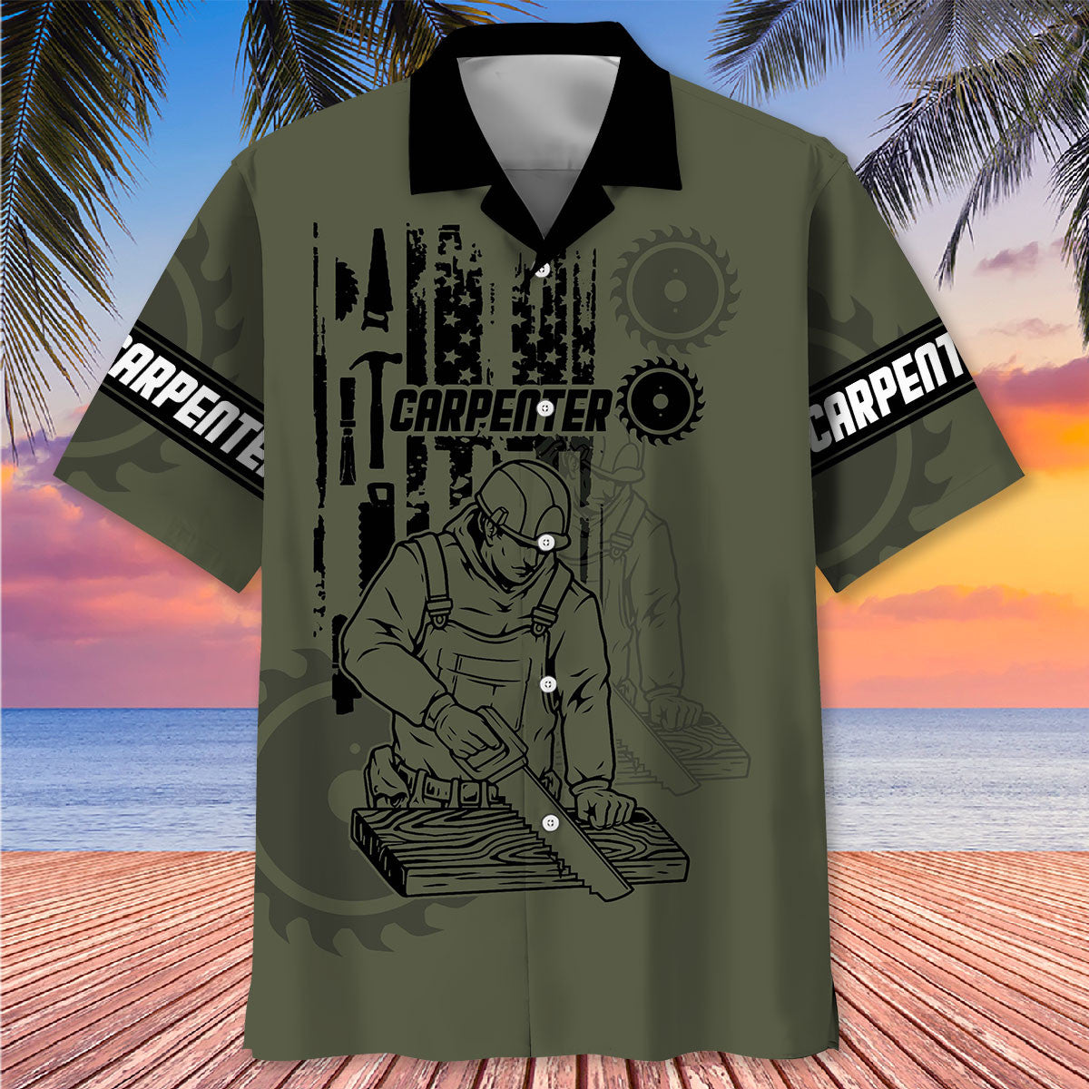 Rustic Carpenter Proud Hawaiian Shirt For Vacation Days And Relaxed Coastal Outings