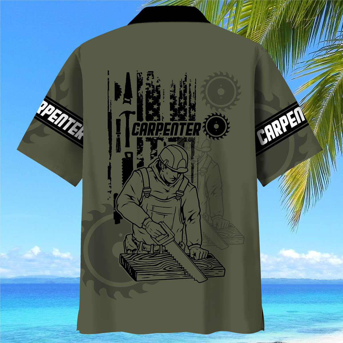 Rustic Carpenter Proud Hawaiian Shirt Design Detail For Sunny Adventures And Casual Wear