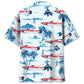 Tropical Boat Racing Coastal Hawaiian Shirt Artwork Detail For Resort Trips And Outdoor Activities