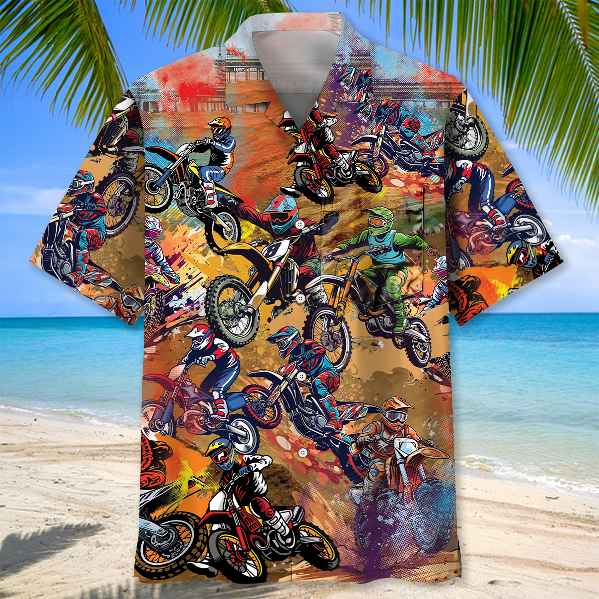Vintage Bicycle Dirt Pocket Hawaiian Shirt Pattern Detail For Vacation Travel And Daily Wear