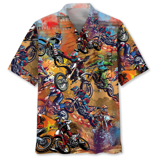 Vintage Bicycle Dirt Pocket Hawaiian Shirt For Beach Parties And Weekend Getaways