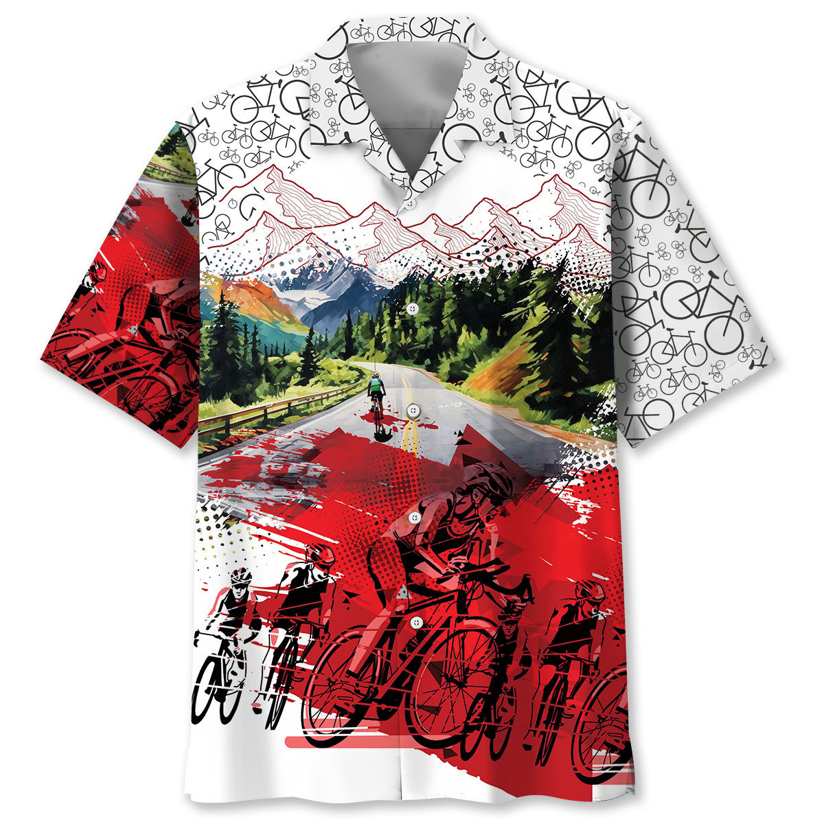 Cycling Route Adventure Hawaiian Shirt Artwork Detail For Tropical Trips And Casual Outings