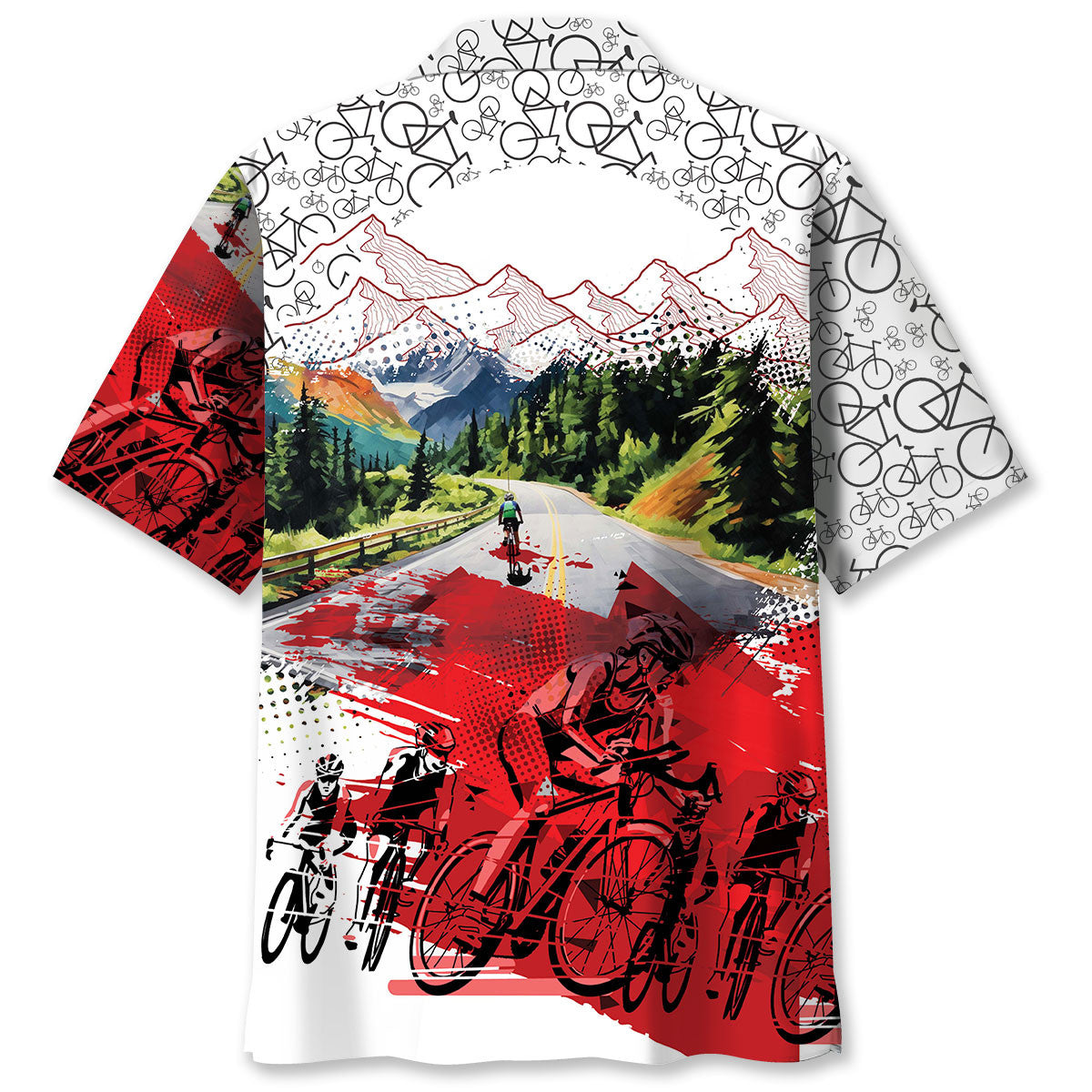 Cycling Route Adventure Hawaiian Shirt Artwork View For Weekend Travel And Beach Style