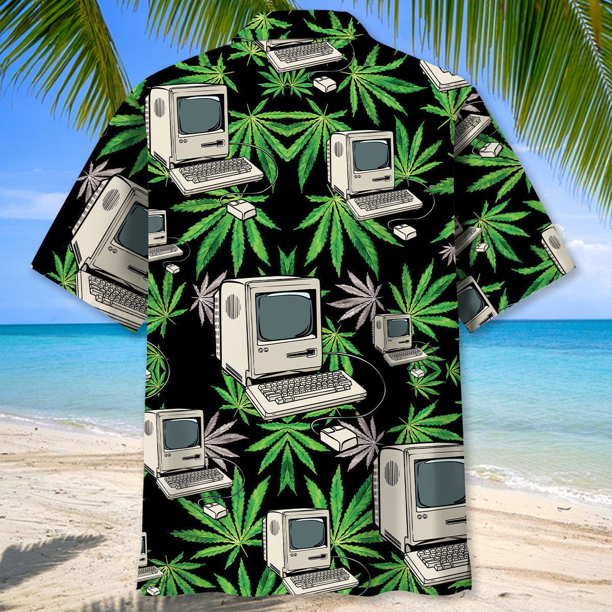 Retro Computer Pixel Hawaiian Shirt For Vacation Days And Relaxed Coastal Outings