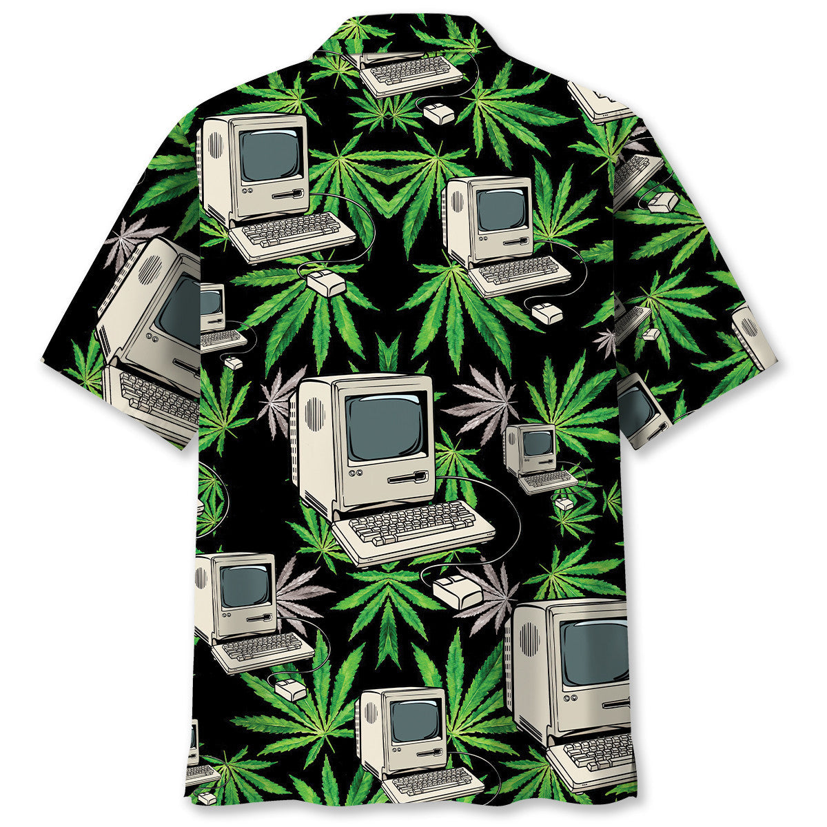 Retro Computer Pixel Hawaiian Shirt Pattern Detail For Summer Holidays And Outdoor Fun