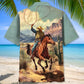Vintage Retro Cowboy Bucking Hawaiian Shirt For Coastal Adventures And Warm Weather Wear