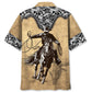Vintage Western Retro Cowboy Hawaiian Shirt Design View For Casual Summer Styling