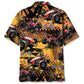 Retro Dirt Track Racing Hawaiian Shirt Pattern Detail For Summer Holidays And Outdoor Fun
