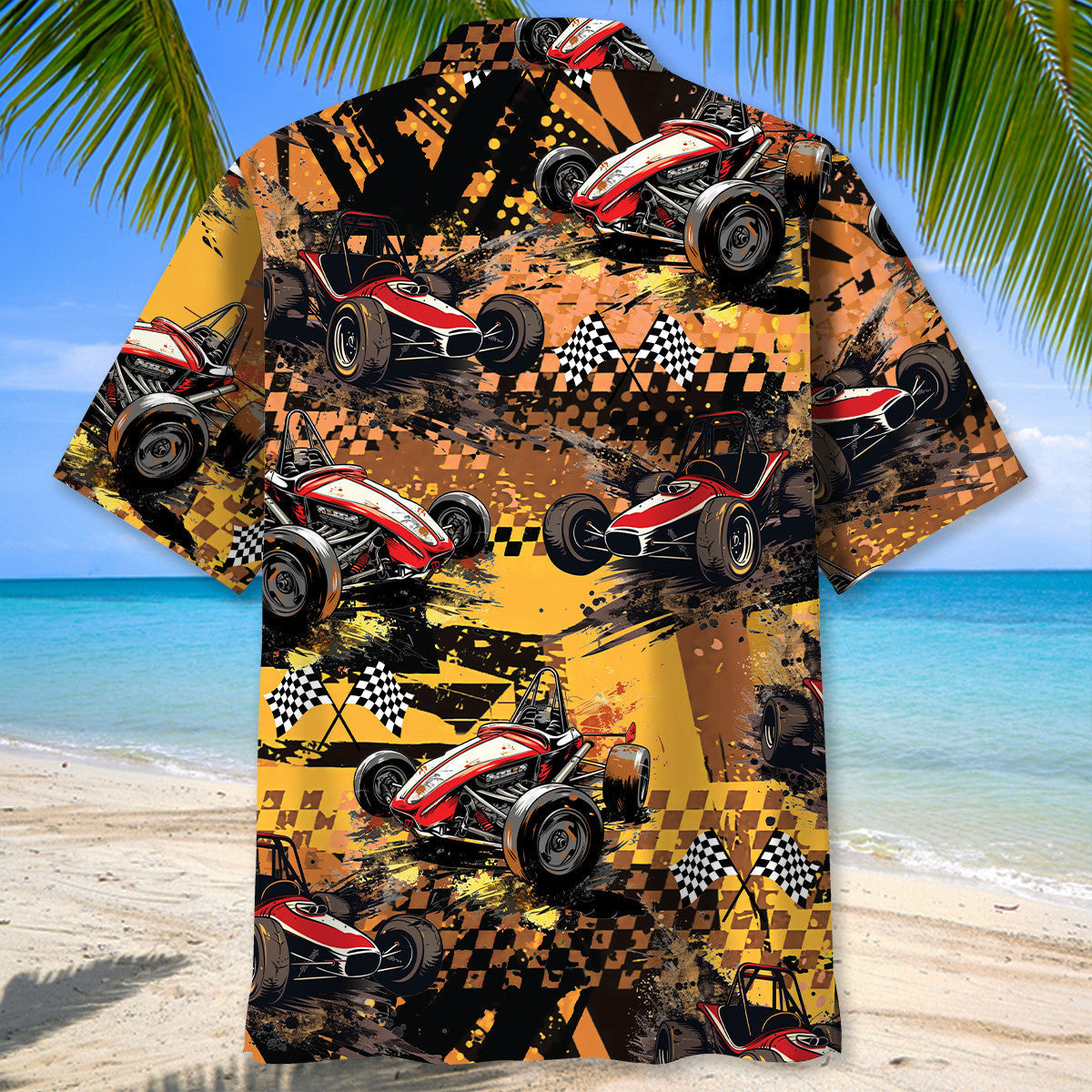 Retro Dirt Track Racing Hawaiian Shirt For Vacation Days And Relaxed Coastal Outings
