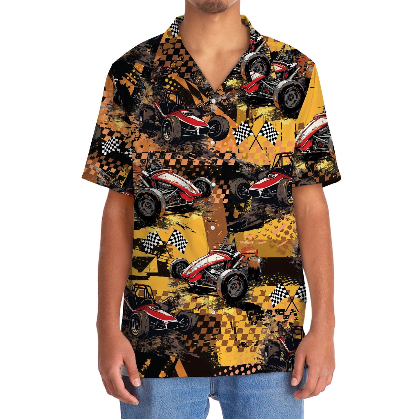 Retro Dirt Track Racing Hawaiian Shirt Artwork View For Weekend Travel And Beach Style