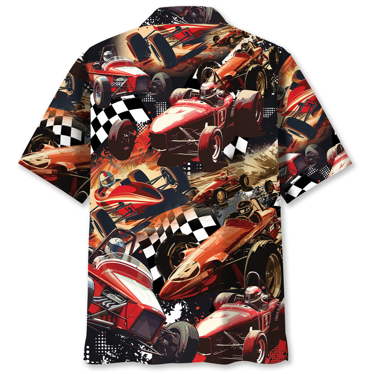 Car Dirt Track Racing Sprint Hawaiian Shirt Artwork Detail For Resort Trips And Outdoor Activities