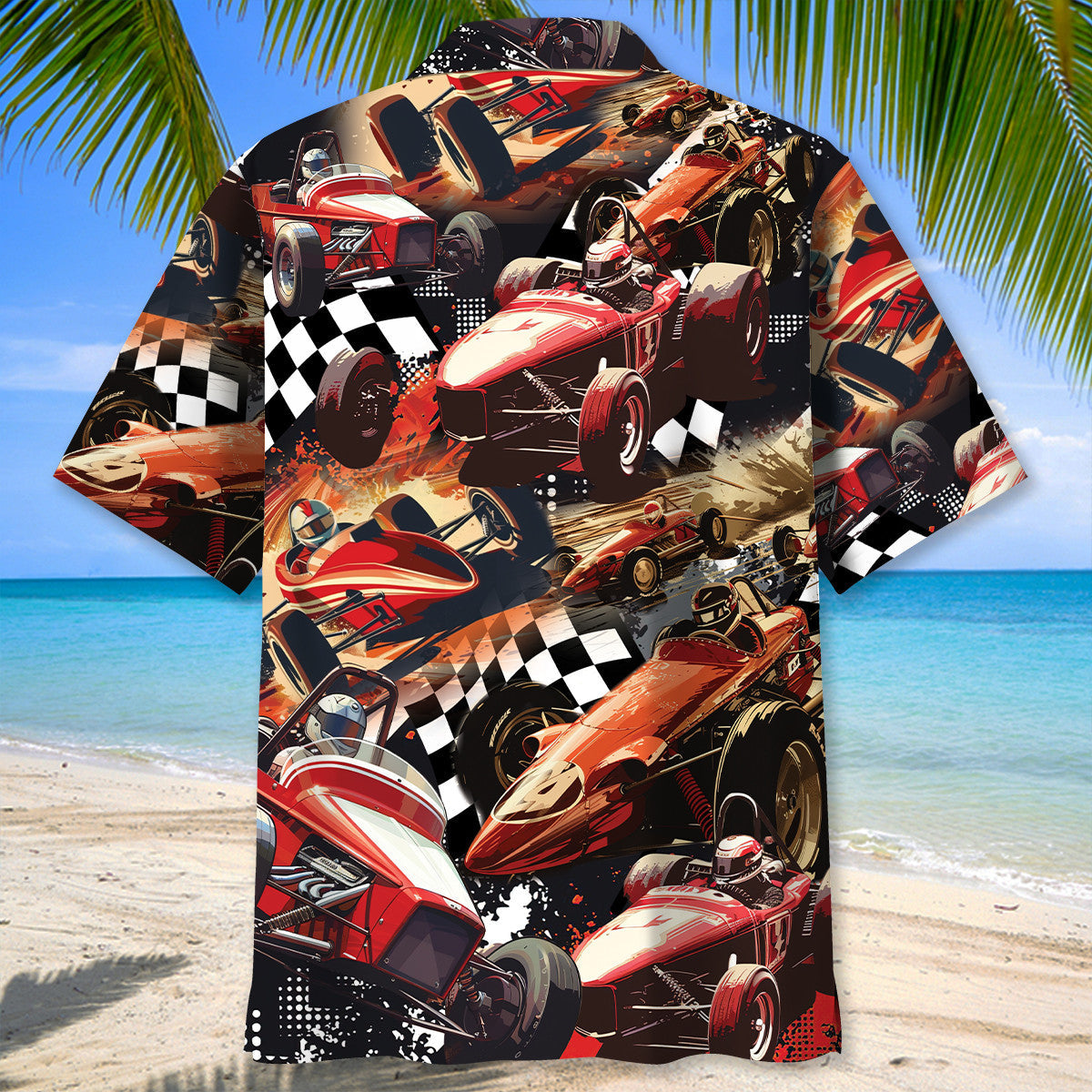 Car Dirt Track Racing Sprint Hawaiian Shirt Design View For Casual Summer Styling