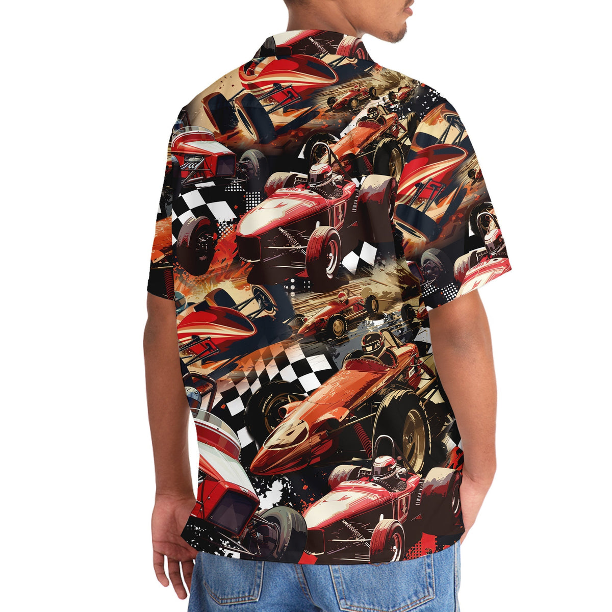 Car Dirt Track Racing Sprint Hawaiian Shirt Pattern Detail For Vacation Travel And Daily Wear