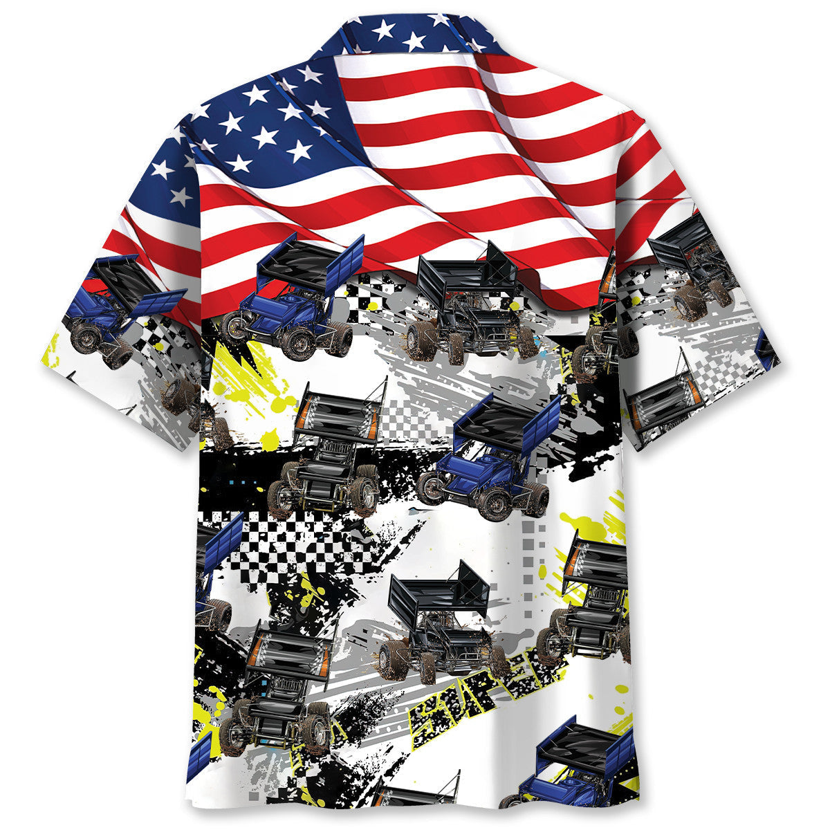 Car Dirt Track Racing Sprint USA Hawaiian Shirt Pattern Detail For Vacation Travel And Daily Wear