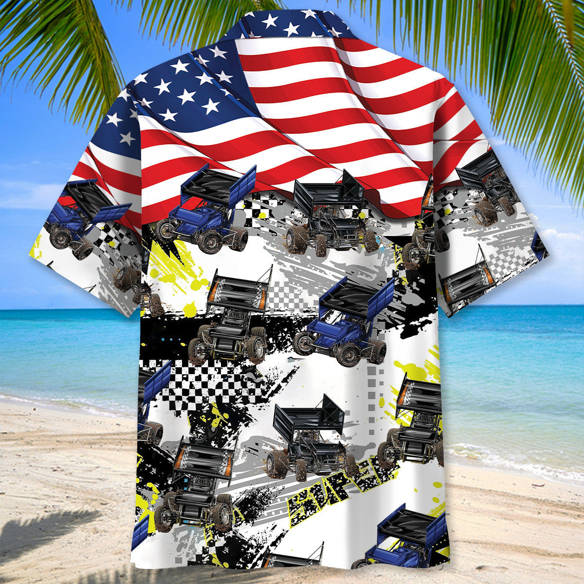 Car Dirt Track Racing Sprint USA Hawaiian Shirt For Warm Weather Adventures And Everyday Comfort