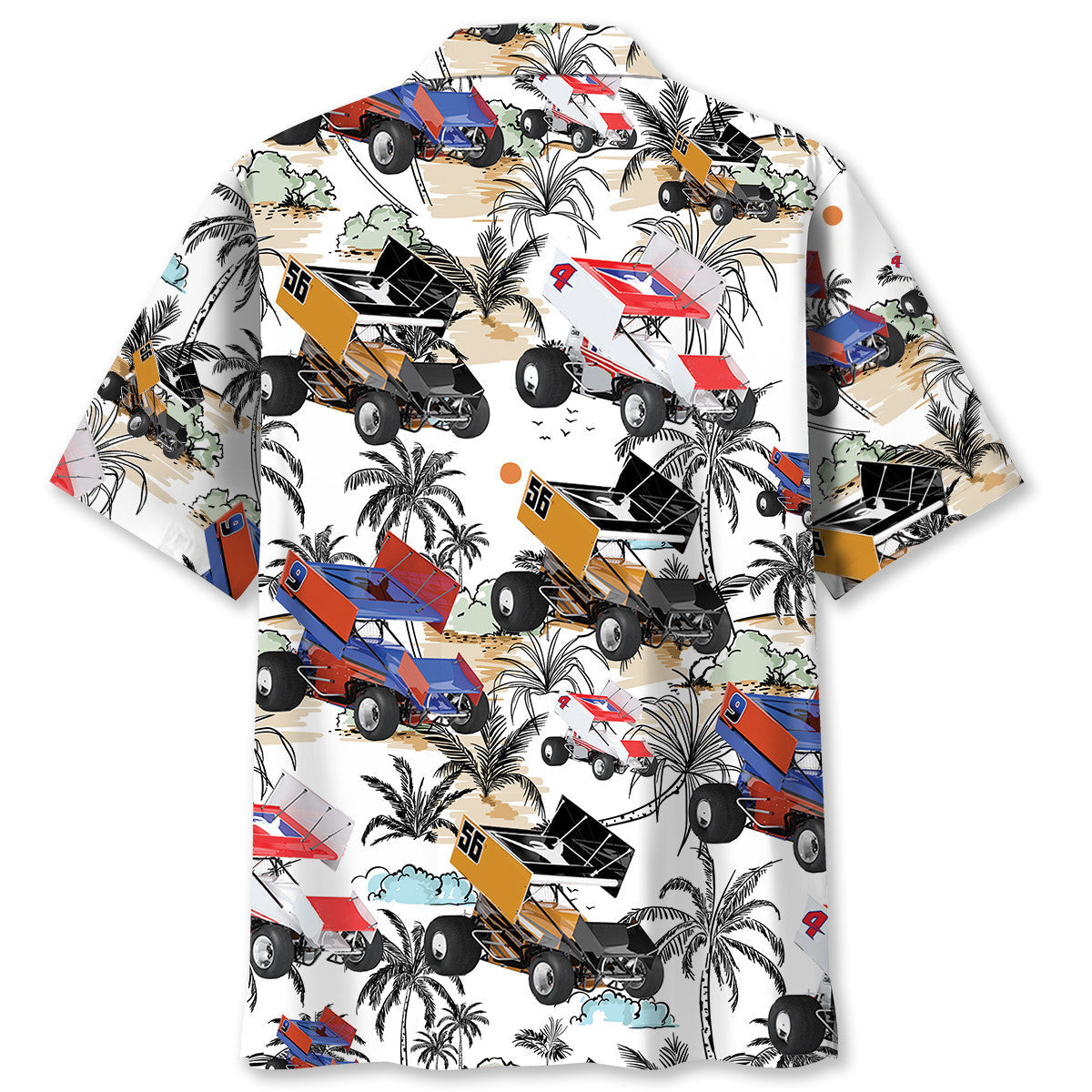Tropical Retro Car Sprint Racing Hawaiian Shirt For Vacation Days And Relaxed Coastal Outings