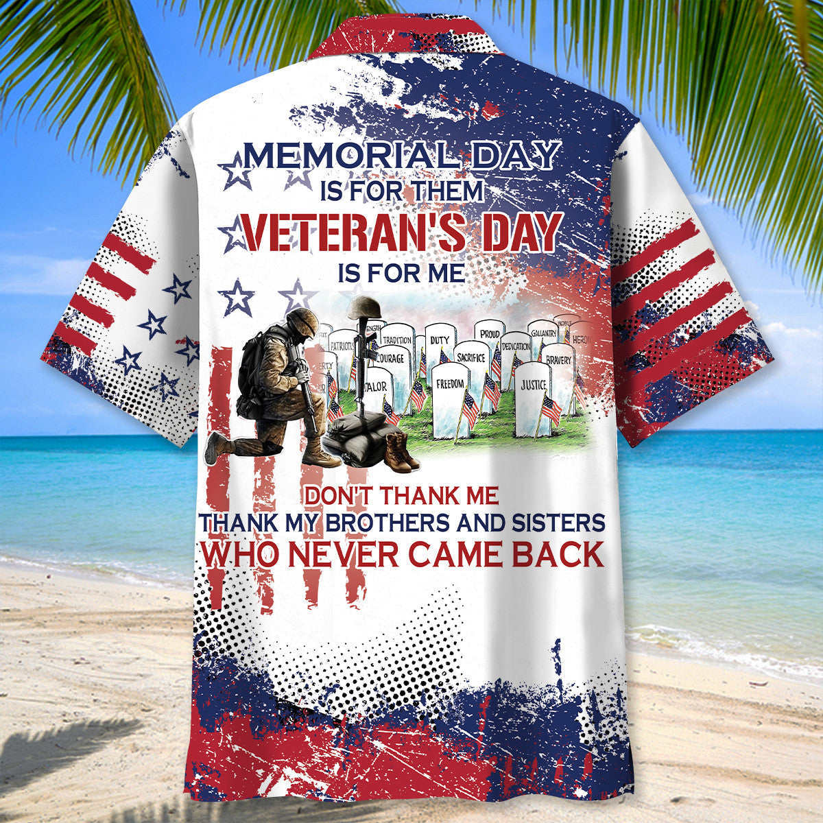 Memorial Honor Veteran Tribute Hawaiian Shirt Design Detail For Sunny Adventures And Casual Wear