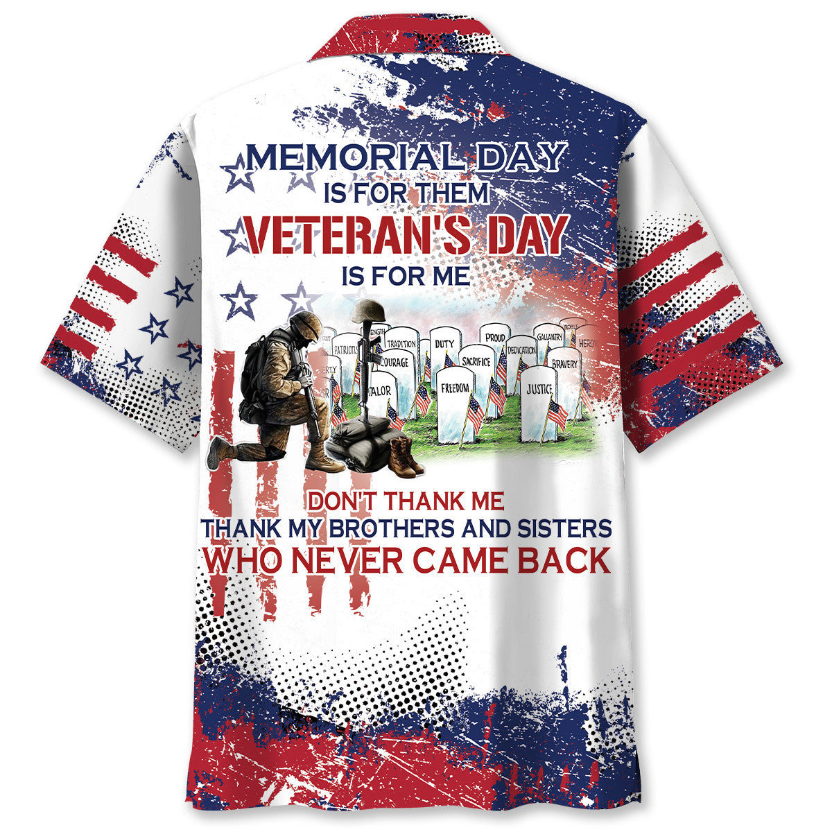 Memorial Honor Veteran Tribute Hawaiian Shirt Artwork View For Weekend Travel And Beach Style