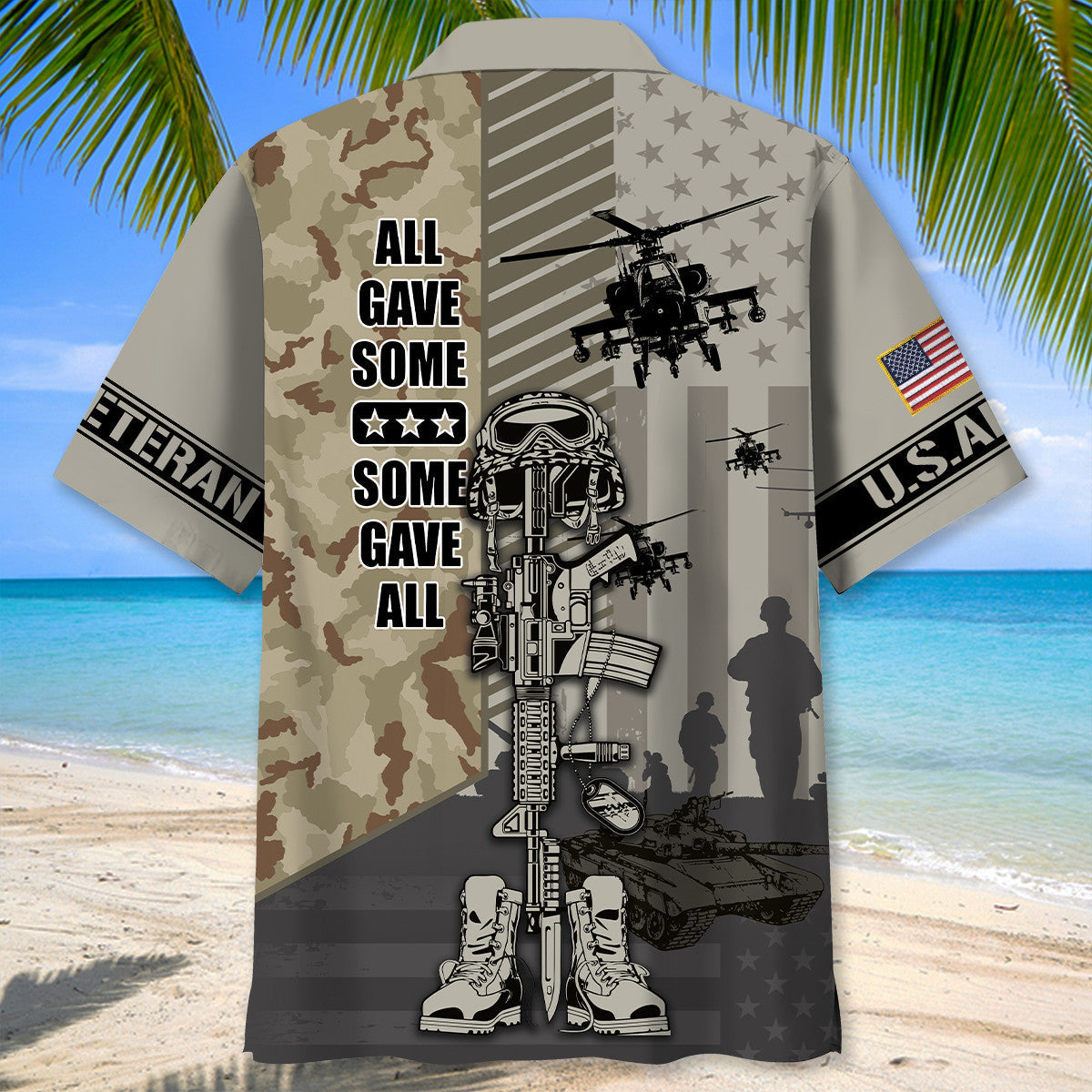 Veteran Gave Tribute Hawaiian Shirt Artwork Detail For Tropical Trips And Casual Outings