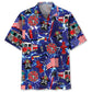 Funny Blue Tropical Firefighter Hawaiian Shirt Artwork Detail For Tropical Trips And Casual Outings