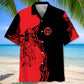 Black Red Firefighter Tribute Hawaiian Shirt Artwork View For Weekend Travel And Beach Style