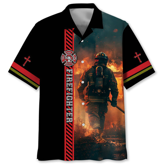 Firefighter Faith Bless Tribute Hawaiian Shirt For Coastal Adventures And Warm Weather Wear