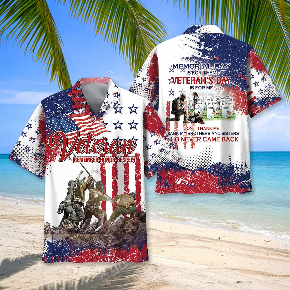 Memorial Honor Veteran Tribute Hawaiian Shirt For Resort Getaways And Comfortable Summer Activities